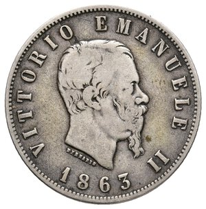 reverse: Vittorio Emanuele II - 2 Lire argento Valore 1863 T