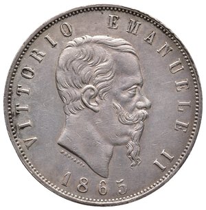 obverse: Vittorio Emanuele II - 5 Lire argento ( Scudone ) 1865 N RARA