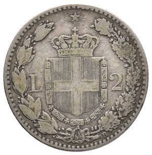 reverse: Umberto I - 2 Lire argento 1882