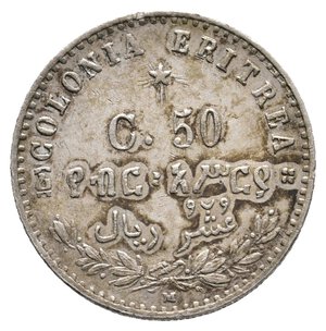 obverse: Colonia Eritrea - Umberto I - 50 Centesimi argento 1890 Qspl - Lotto Liv