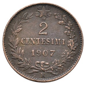 obverse: Vittorio Emanuele III - 2 Centesimi Valore 1907 RARA