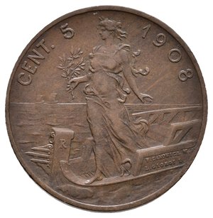 obverse: Vittorio Emanuele III - 5 Centesimi Prora 1908