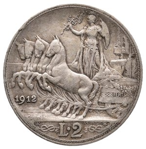 obverse: Vittorio Emanuele III - 2 Lire Quadriga argento 1912