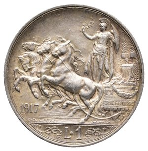 obverse: Vittorio Emanuele III - 1 Lira Quadriga argento 1917 QFDC