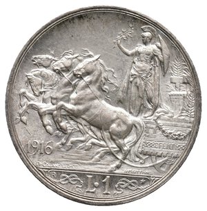 obverse: Vittorio Emanuele III - 1 Lira Quadriga argento 1916 QFDC