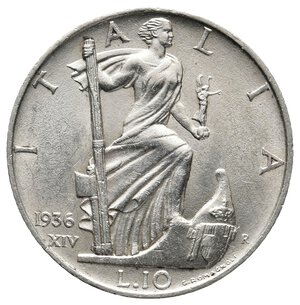 obverse: Vittorio Emanuele III - 10 Lire Impero argento 1936 SPL