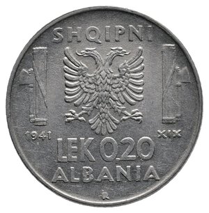 obverse: Colonia Albania - Vittorio Emanuele III - 0,20 Lek 1941