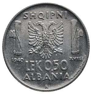 obverse: Colonia Albania - Vittorio Emanuele III - 0,50 Lek 1940