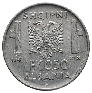 obverse: Colonia Albania - Vittorio Emanuele III - 0,50 Lek 1941