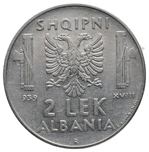 obverse: Colonia Albania - Vittorio Emanuele III - 2 Lek 1939 Antimagnetica