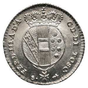 obverse: FIRENZE ED ETRURIA - Ferdinando III - 10 Soldi argento 1821 ECCEZIONALE QFDC