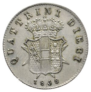 obverse: FIRENZE ED ETRURIA - Leopoldo II - 10 Quattrini argento 1858