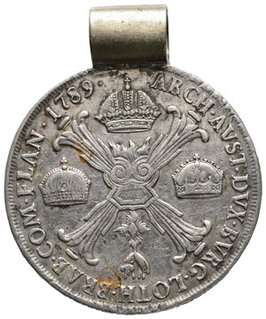 obverse: LOMBARDO VENETO - Joseph II - Tallero delle corone argento 1789 M  CON Appiccagnolo gioiello
