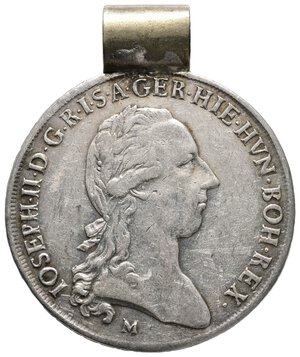 reverse: LOMBARDO VENETO - Joseph II - Tallero delle corone argento 1789 M  CON Appiccagnolo gioiello