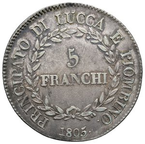 obverse: LUCCA E PIOMBINO - Elisa e Felice Baciocchi - 5 franchi argento 1805  QFDC FDC ECCEZIONALE