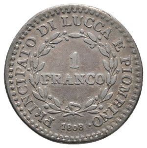obverse: LUCCA E PIOMBINO - Elisa e Felice Baciocchi - 1 franco argento 1808