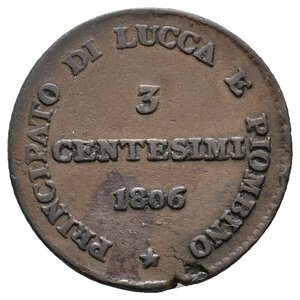 obverse: LUCCA E PIOMBINO - Elisa e Felice Baciocchi - 3 Centesimi 1806
