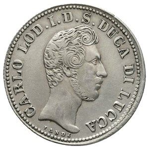 reverse: LUCCA - Carlo Ludovico - 2 Lire argento 1837 RARA