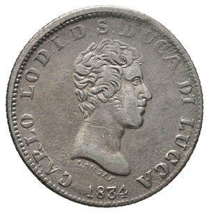 reverse: LUCCA - Carlo Ludovico - 1 Lira argento 1834 RARA
