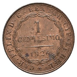 obverse: REGNO DI SARDEGNA - Carlo Felice - 1 Centesimo 1826 Torino FDC ROSSO