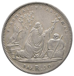 obverse: STATO PONTIFICIO - Gregorio XVI - 50 Baiocchi argento 1834 R -Lotto Liv