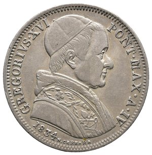 reverse: STATO PONTIFICIO - Gregorio XVI - 50 Baiocchi argento 1834 R -Lotto Liv