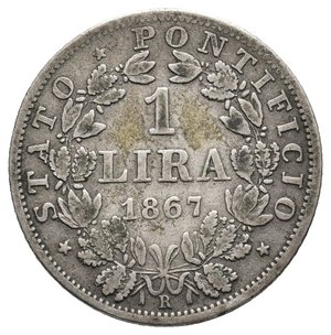 obverse: STATO PONTIFICIO - Pio IX - 1 Lira argento 1867