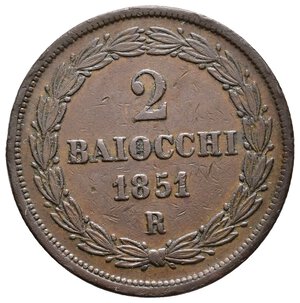 obverse: STATO PONTIFICIO - Pio IX - 2 Baiocchi 1851 R