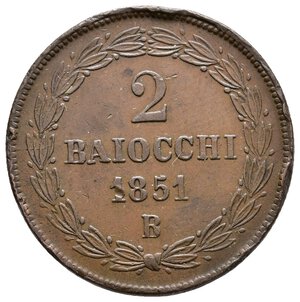 obverse: STATO PONTIFICIO - Pio IX - 2 Baiocchi 1851 B