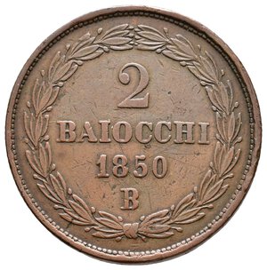 obverse: STATO PONTIFICIO - Pio IX - 2 Baiocchi 1850 R