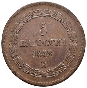 obverse: STATO PONTIFICIO - Pio IX - 5 Baiocchi 1852 R