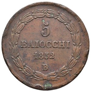 obverse: STATO PONTIFICIO - Pio IX - 5 Baiocchi 1852 B