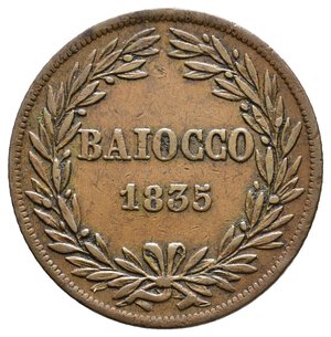 obverse: STATO PONTIFICIO  - Gregorio XVI - Baiocco 1835  - Zecca R 