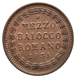 obverse: STATO PONTIFICIO  - Gregorio XVI - Mezzo Baiocco 1831  - Zecca R - ECCEZIONALE FDC