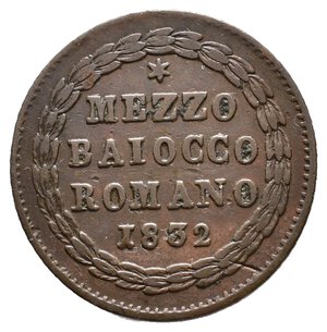 obverse: STATO PONTIFICIO  - Gregorio XVI - Mezzo Baiocco 1832 Anno III  - Zecca B