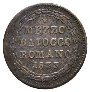 obverse: STATO PONTIFICIO  - Gregorio XVI - Mezzo Baiocco 1833 Anno III  - Zecca B