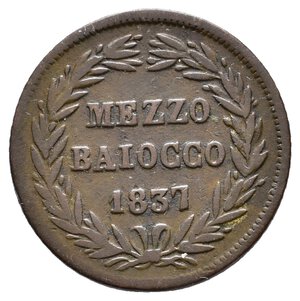 obverse: STATO PONTIFICIO  - Gregorio XVI - Mezzo Baiocco 1837  - Zecca B