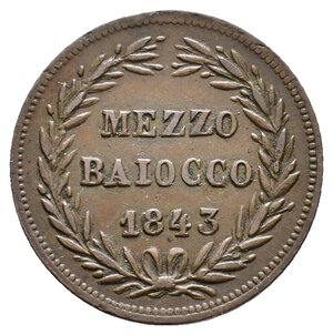 obverse: STATO PONTIFICIO  - Gregorio XVI - Mezzo Baiocco 1843 Anno XIII  - Zecca R QSPL
