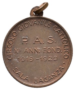 obverse: Medaglia Sala Baganza -1929 circolo Cattolico - diam.21 mm