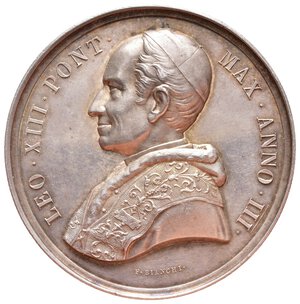 reverse: Stato Pontificio - Leone XIII - Anno III - argento , Opus Bianchi - diam.44 mm -Lotto Liv