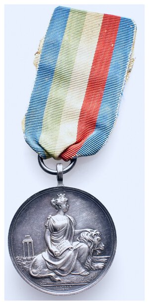 obverse: Medaglia Merito di Servizio 1907 , argento con Nastrino originale - diam.35,5 mm - Lotto Ber