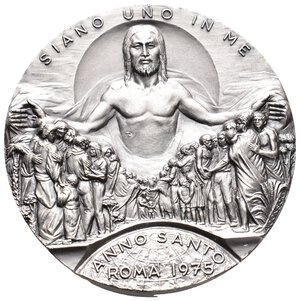 obverse: Medaglia non ufficiale Paolo VI Anno santo 1975 - metallo bianco - diam.60 mm