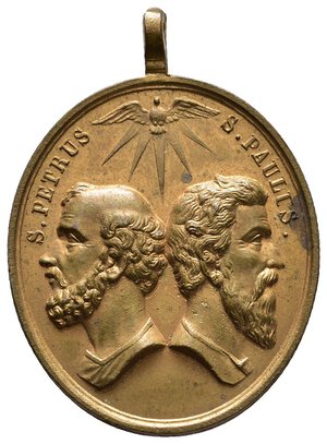obverse: Medaglia Votiva Pio IX - S.Pietro e Paolo - altezza 38 mm