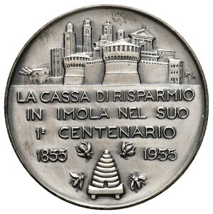 obverse: Medaglia Cassa di Risparmio di Imola -1° centenario 1955 - argento - diam.55 mm SCATOLA ORIGINALE