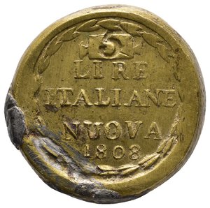 obverse: Peso Monetale 5 lire Itaiane Nuove 1808 RARO