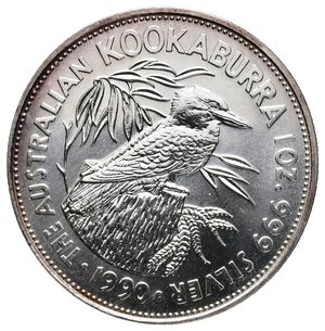 obverse: AUSTRALIA - 5 Dollars argento Kookaburra 1990  - 1 Oz arg.999