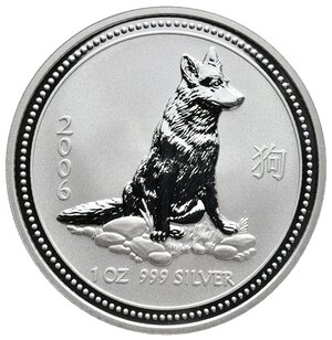obverse: AUSTRALIA - 1 Dollar argento Serie Lunar - Anno del Cane 2006  - 1 Oz arg.999