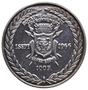 reverse: BURUNDI - 100 Francs argento 1966 Anniversario RARA