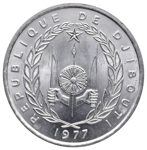 reverse: DJIBOUTI - 5 Francs 1977 FDC