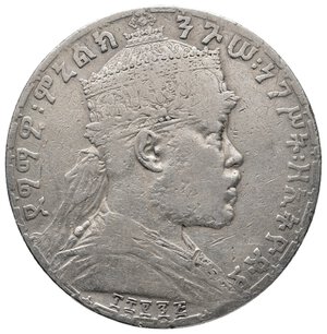 reverse: ETIOPIA - Menelik II - Birr argento 1895 